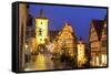 Christmas Tree at the Plonlein, Rothenburg Ob Der Tauber, Bavaria, Germany, Europe-Miles Ertman-Framed Stretched Canvas