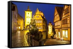 Christmas Tree at the Plonlein, Rothenburg Ob Der Tauber, Bavaria, Germany, Europe-Miles Ertman-Framed Stretched Canvas
