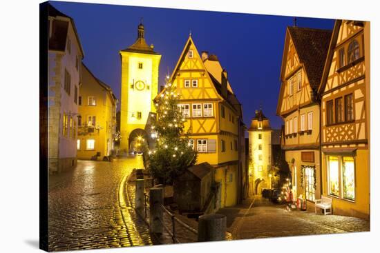 Christmas Tree at the Plonlein, Rothenburg Ob Der Tauber, Bavaria, Germany, Europe-Miles Ertman-Stretched Canvas