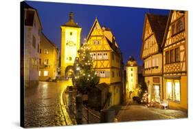 Christmas Tree at the Plonlein, Rothenburg Ob Der Tauber, Bavaria, Germany, Europe-Miles Ertman-Stretched Canvas
