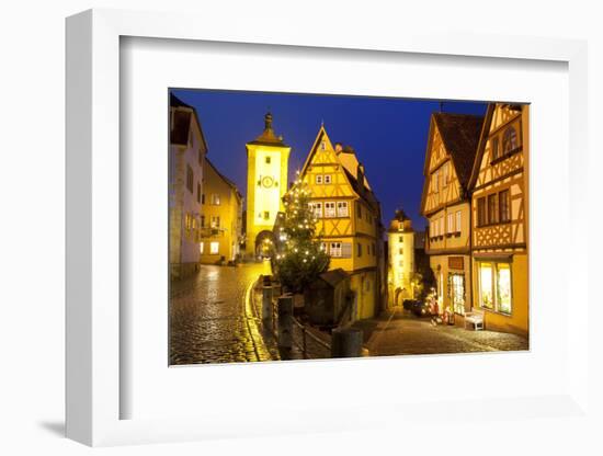 Christmas Tree at the Plonlein, Rothenburg Ob Der Tauber, Bavaria, Germany, Europe-Miles Ertman-Framed Photographic Print