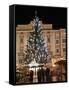 Christmas Tree, Baroque Building and Stalls at Christmas Market, Linz, Austria-Richard Nebesky-Framed Stretched Canvas