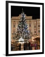 Christmas Tree, Baroque Building and Stalls at Christmas Market, Linz, Austria-Richard Nebesky-Framed Photographic Print