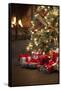 Christmas Tree by Fireplace-null-Framed Stretched Canvas