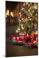 Christmas Tree by Fireplace-null-Mounted Photographic Print