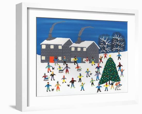 Christmas Tree by the Cottages-Gordon Barker-Framed Giclee Print