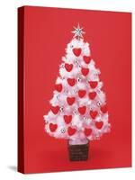 Christmas Tree Decorated with Hearts-null-Stretched Canvas