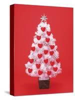 Christmas Tree Decorated with Hearts-null-Stretched Canvas