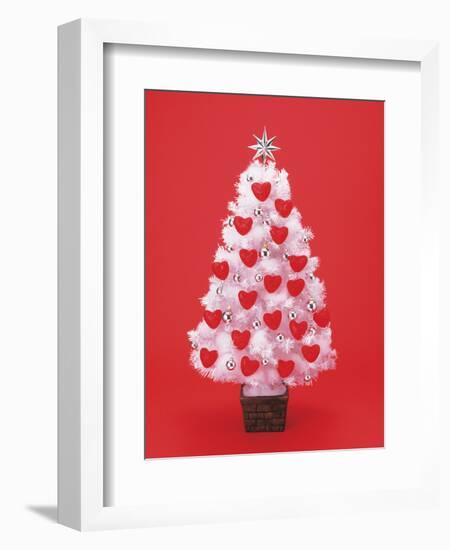 Christmas Tree Decorated with Hearts-null-Framed Photographic Print