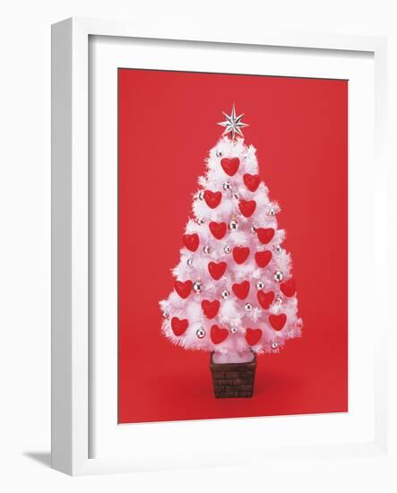 Christmas Tree Decorated with Hearts-null-Framed Photographic Print