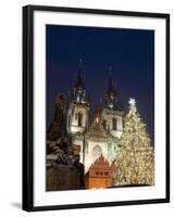 Christmas Tree, Gothic Tyn Church and Statue of Jan Hus, Old Town Square, Stare Mesto, Prague-Richard Nebesky-Framed Photographic Print