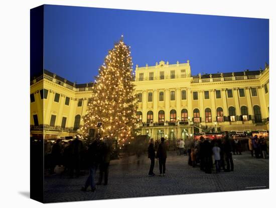 Christmas Tree in Front of Schonbrunn Palace at Dusk, Unesco World Heritage Site, Vienna, Austria-Jean Brooks-Stretched Canvas