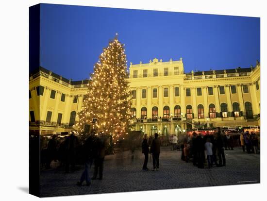 Christmas Tree in Front of Schonbrunn Palace at Dusk, Unesco World Heritage Site, Vienna, Austria-Jean Brooks-Stretched Canvas