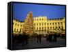 Christmas Tree in Front of Schonbrunn Palace at Dusk, Unesco World Heritage Site, Vienna, Austria-Jean Brooks-Framed Stretched Canvas