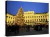 Christmas Tree in Front of Schonbrunn Palace at Dusk, Unesco World Heritage Site, Vienna, Austria-Jean Brooks-Stretched Canvas
