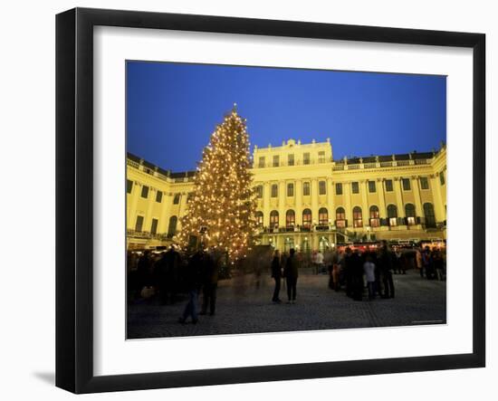 Christmas Tree in Front of Schonbrunn Palace at Dusk, Unesco World Heritage Site, Vienna, Austria-Jean Brooks-Framed Photographic Print