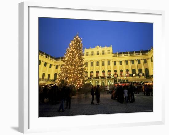 Christmas Tree in Front of Schonbrunn Palace at Dusk, Unesco World Heritage Site, Vienna, Austria-Jean Brooks-Framed Photographic Print