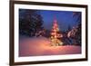 Christmas Tree in Snow with Lights-null-Framed Photographic Print