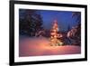 Christmas Tree in Snow with Lights-null-Framed Photographic Print