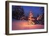 Christmas Tree in Snow with Lights-null-Framed Photographic Print