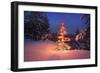 Christmas Tree in Snow with Lights-null-Framed Photographic Print