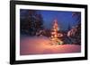 Christmas Tree in Snow with Lights-null-Framed Photographic Print