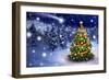 Christmas Tree in Snowy Night-Smileus-Framed Photographic Print