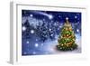 Christmas Tree in Snowy Night-Smileus-Framed Photographic Print