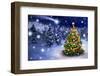 Christmas Tree in Snowy Night-Smileus-Framed Photographic Print