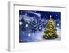 Christmas Tree in Snowy Night-Smileus-Framed Photographic Print