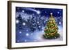 Christmas Tree in Snowy Night-Smileus-Framed Photographic Print