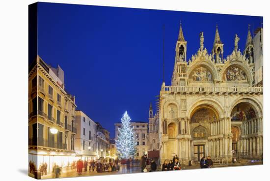 Christmas Tree in St. Marks Square, San Marco, Venice, UNESCO World Heritage Site, Veneto, Italy-Christian Kober-Stretched Canvas