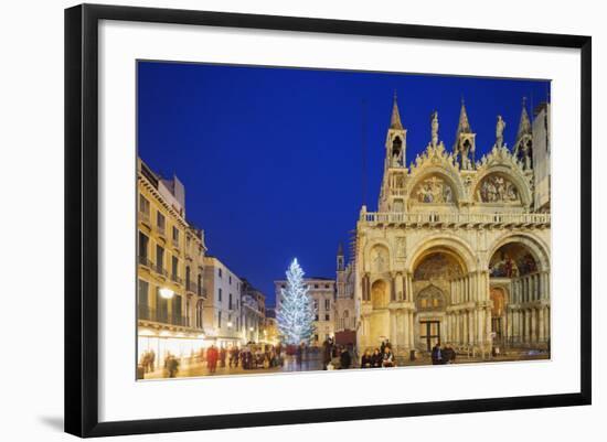 Christmas Tree in St. Marks Square, San Marco, Venice, UNESCO World Heritage Site, Veneto, Italy-Christian Kober-Framed Photographic Print