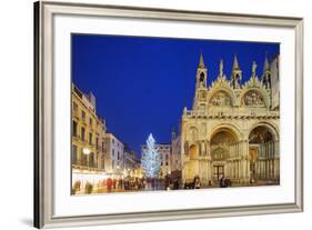 Christmas Tree in St. Marks Square, San Marco, Venice, UNESCO World Heritage Site, Veneto, Italy-Christian Kober-Framed Photographic Print