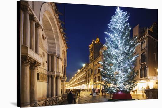 Christmas Tree in St. Marks Square, San Marco, Venice, UNESCO World Heritage Site, Veneto, Italy-Christian Kober-Stretched Canvas