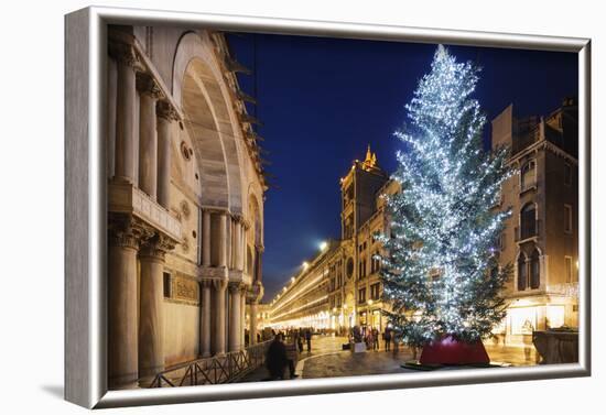 Christmas Tree in St. Marks Square, San Marco, Venice, UNESCO World Heritage Site, Veneto, Italy-Christian Kober-Framed Photographic Print