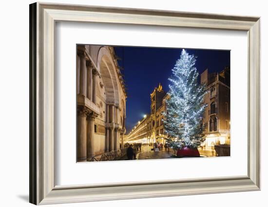 Christmas Tree in St. Marks Square, San Marco, Venice, UNESCO World Heritage Site, Veneto, Italy-Christian Kober-Framed Photographic Print