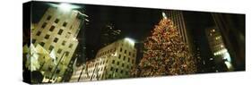 Christmas Tree Lit Up at Night, Rockefeller Center, Manhattan, New York City, New York State, USA-null-Stretched Canvas