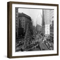 Christmas Tree on 52nd Street Next to Gimbels Department Store, New York, NY, 1940S-Nina Leen-Framed Photographic Print