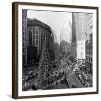 Christmas Tree on 52nd Street Next to Gimbels Department Store, New York, NY, 1940S-Nina Leen-Framed Premium Photographic Print