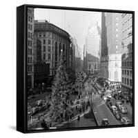 Christmas Tree on 52nd Street Next to Gimbels Department Store, New York, NY, 1940S-Nina Leen-Framed Stretched Canvas