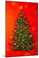 Christmas Tree on Red-Valery Rybakow-Mounted Art Print