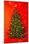 Christmas Tree on Red-Valery Rybakow-Mounted Art Print