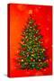 Christmas Tree on Red-Valery Rybakow-Stretched Canvas