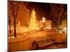 Christmas Tree on Snowy Night in Pioneer Courthouse Square, Portland, Oregon, USA-Janis Miglavs-Mounted Premium Photographic Print