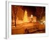 Christmas Tree on Snowy Night in Pioneer Courthouse Square, Portland, Oregon, USA-Janis Miglavs-Framed Photographic Print