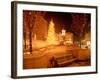 Christmas Tree on Snowy Night in Pioneer Courthouse Square, Portland, Oregon, USA-Janis Miglavs-Framed Photographic Print