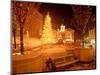 Christmas Tree on Snowy Night in Pioneer Courthouse Square, Portland, Oregon, USA-Janis Miglavs-Mounted Photographic Print