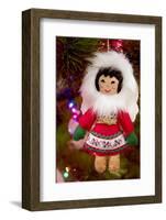 Christmas tree ornaments. Vintage Eskimo doll.-Savanah Stewart-Framed Photographic Print