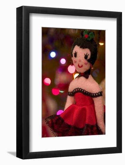 Christmas tree ornaments. Vintage flapper doll.-Savanah Stewart-Framed Photographic Print